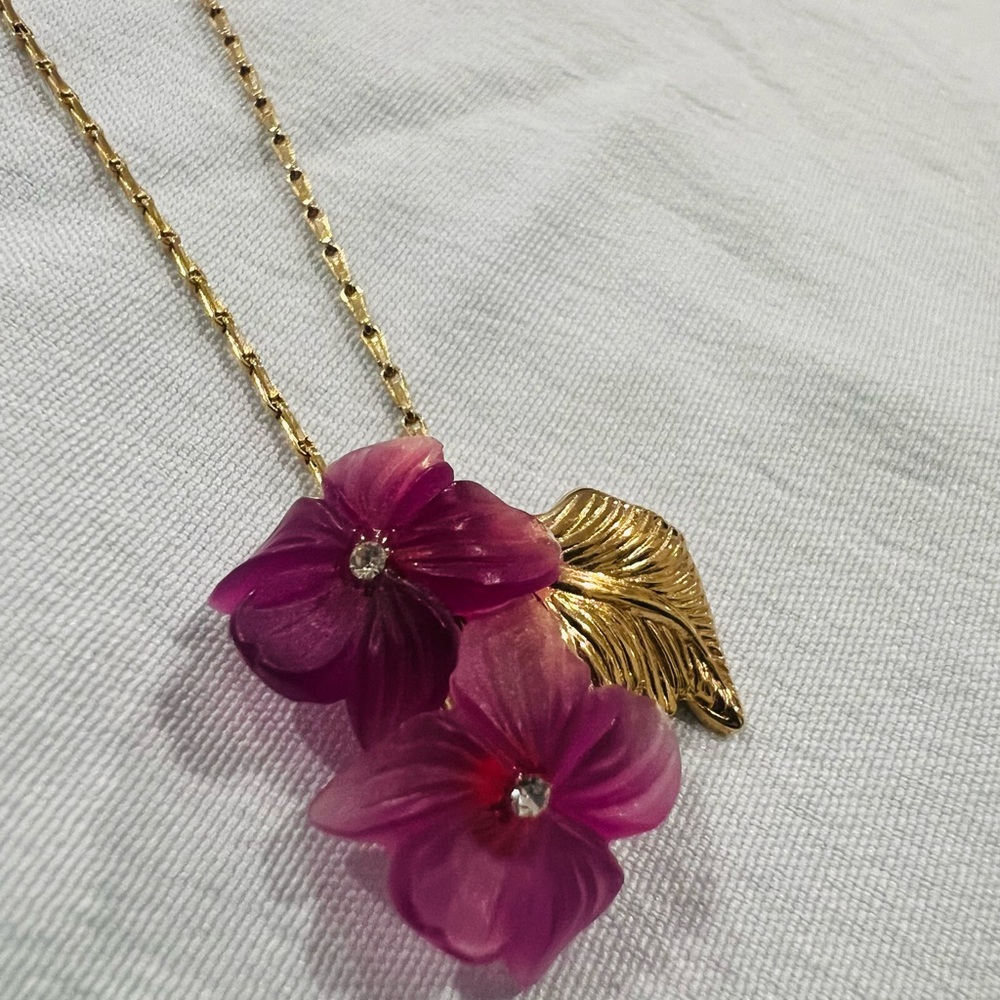 Christian Dior Gold and Purple Floral Necklace - Picture 3 of 15